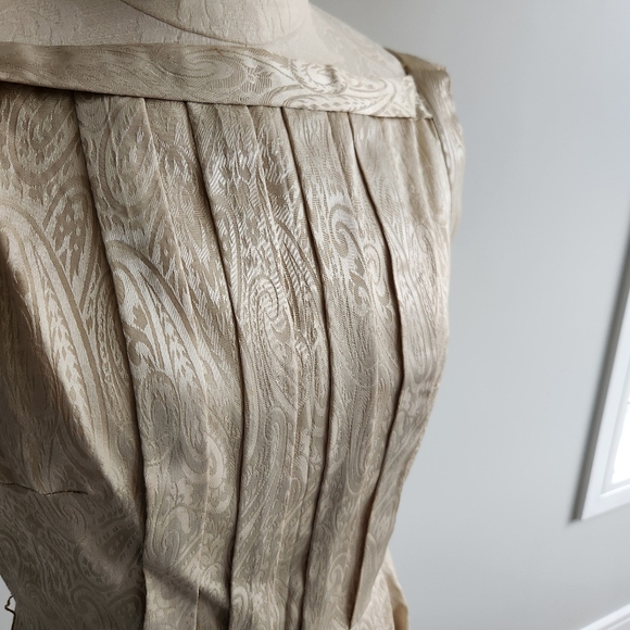 Vintage 50s 60s Sleeveless Gold Brocade Dress Size XS-S Modsquad Mid-century - Picture 2 of 14